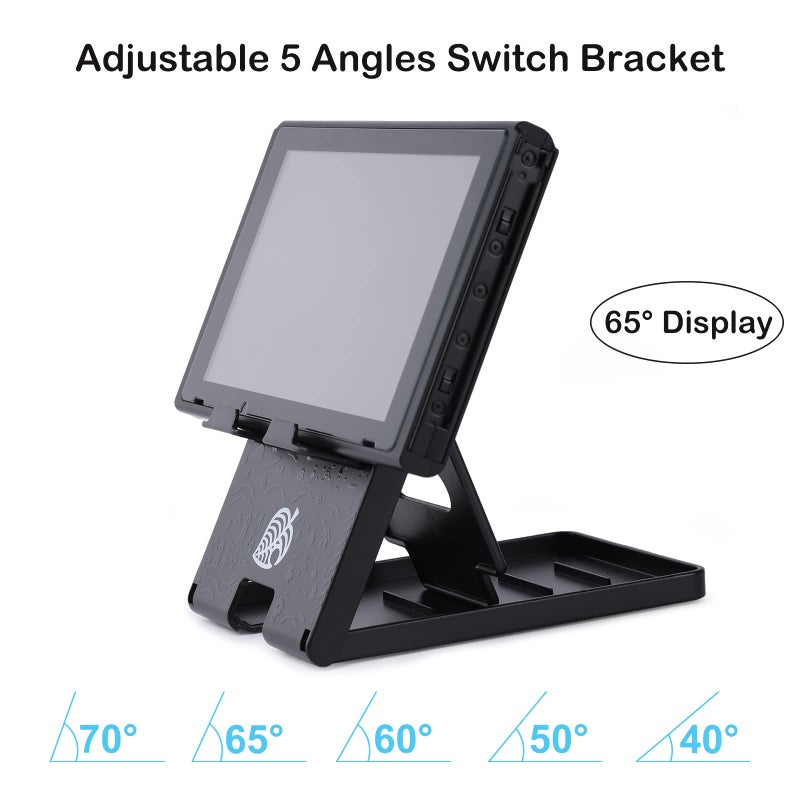 Tscope Switch Stand for Nintendo, for Animal Crossing Adjustable Switch 2 / Lite/OLED Compact Portable Foldable Holder for Nintendo Accessories (Black) - Image 4